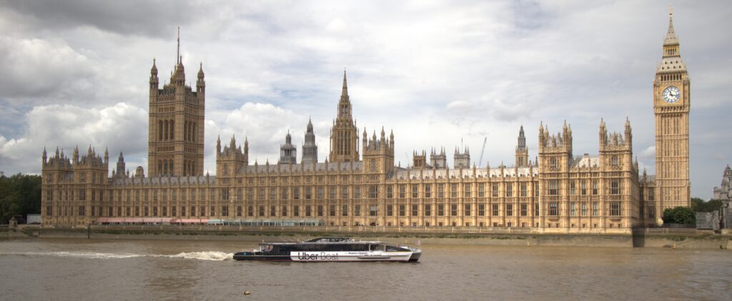 London Uber Boat near Big Ben